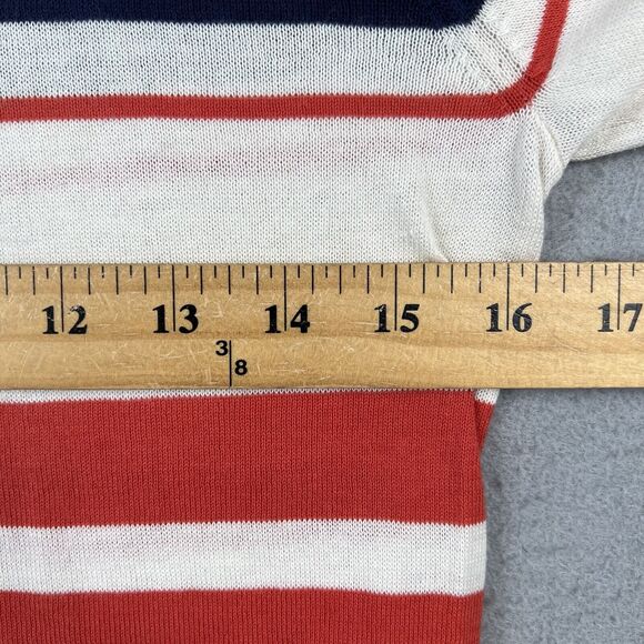 Armand Ventilo Sweater Women’s XS Striped 3/4 Sleeve Beaded Neck Accent Cotton - Picture 8 of 16